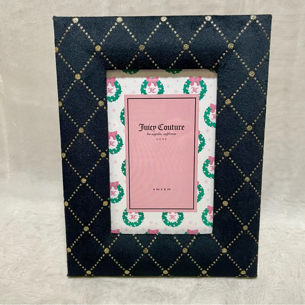 Juicy Couture Elegant Black Velour Frame with Gold Accents, New